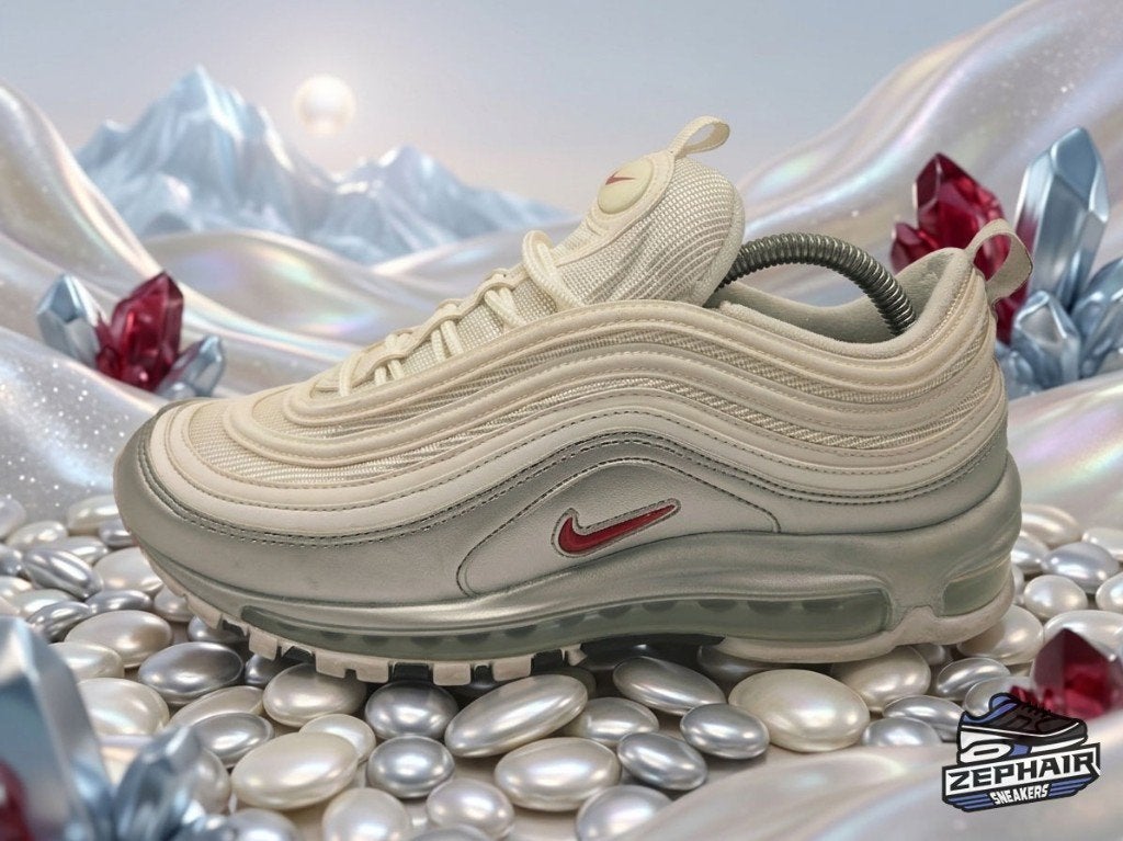 Nike Air Max 97 'White/Metallic Silver' EU42 2018, Nike, Porté, Blanc, Baskets