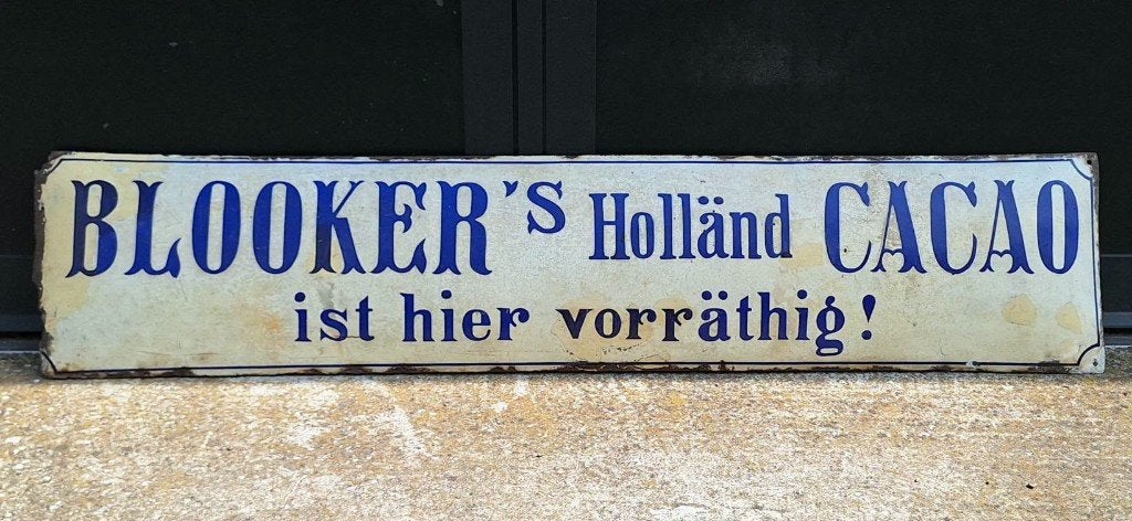 Antiek Emaille reclamebord Blooker's Cacao (ca.1900)., Ophalen