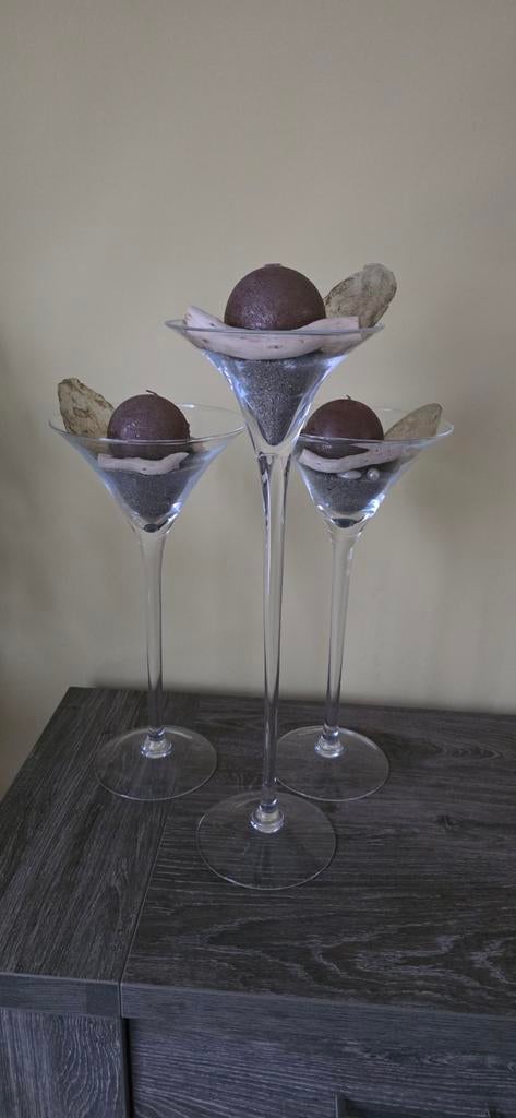 Décoration de bougies en verre 3 pièces, 25 à 50 cm, Autres couleurs, Comme neuf, Enlèvement