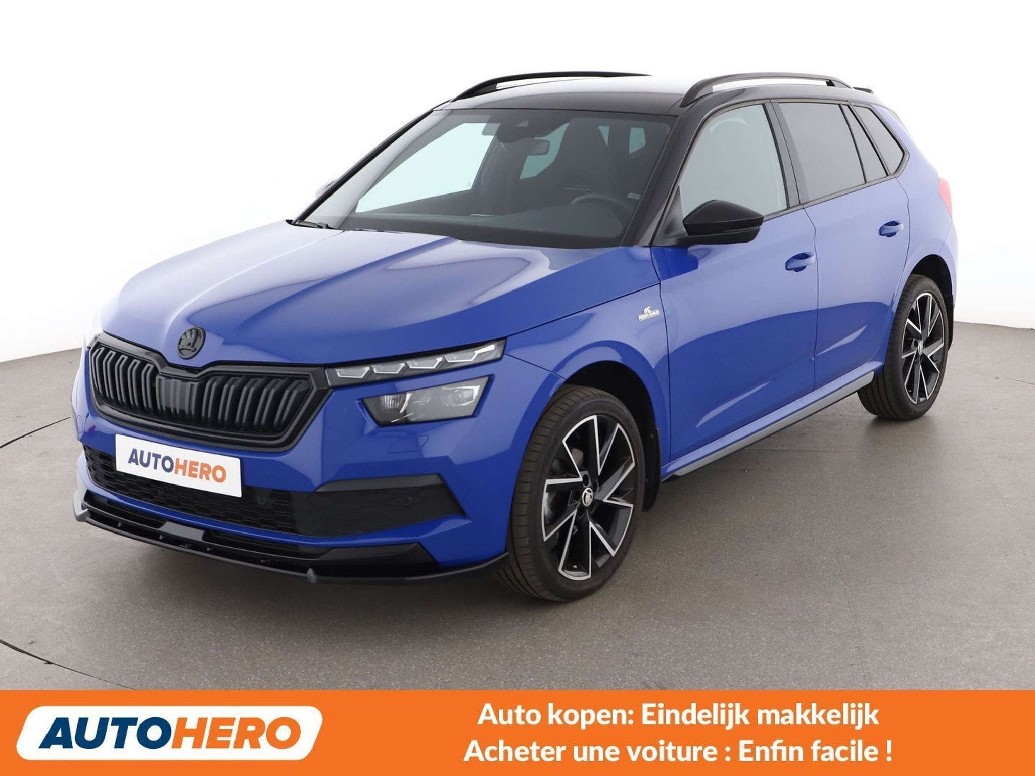 Skoda Kamiq 1.5 TSI ACT Monte Carlo (bj 2023, automaat), Auto's, Skoda, Stof, 1277 kg, Blauw, Adaptive Cruise Control