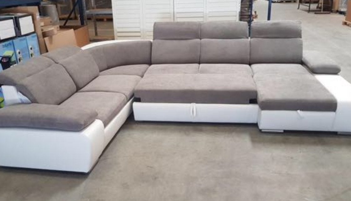 GRATIS Wit-grijs zetel-bed, Ophalen, Zo goed als nieuw