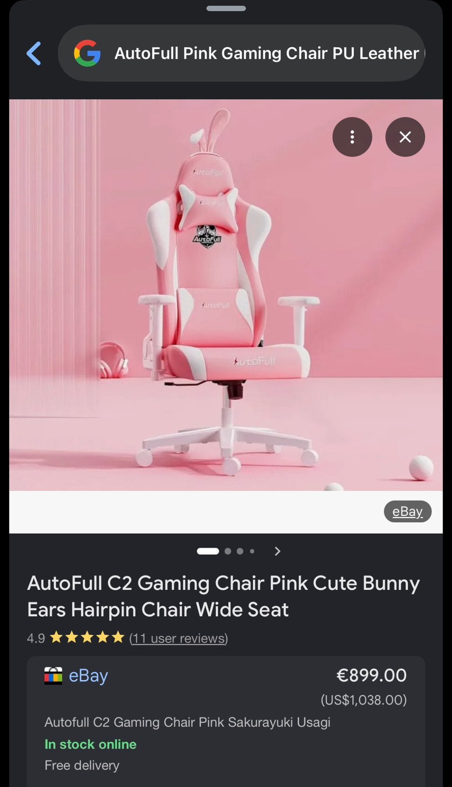 Fauteuil de jeu ergonomique ORIGINAL AutoFull Pink, Rose, Chaise de bureau de gaming, Enlèvement, Utilisé