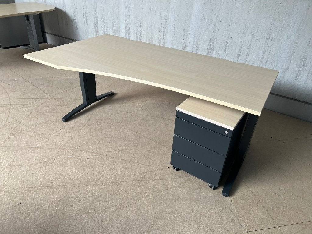 Wing Bureau TDS 180x100/80 cm | Hoogte Instelbaar, Huis en Inrichting, Bureaus, Ophalen, Gebruikt, Hoekbureau, Grijs