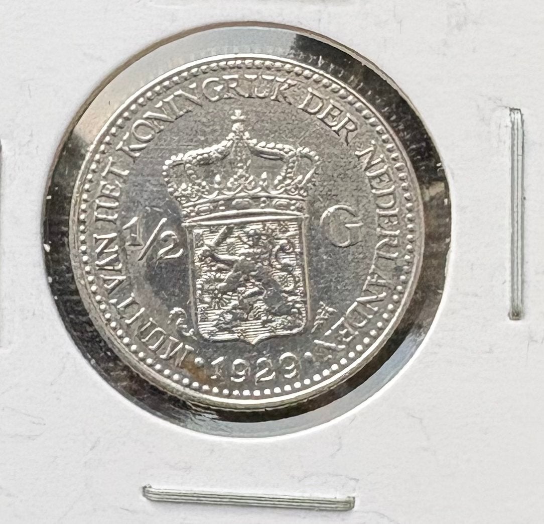 1/2 florin d'argent, Pays-Bas 1929, Enlèvement ou Envoi, Reine Wilhelmine