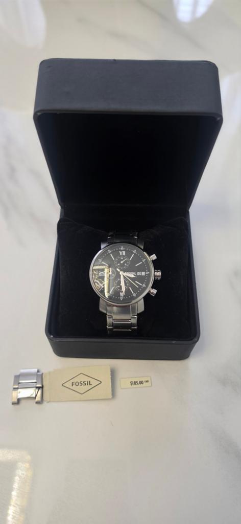 Fossil Chronograph Zilver, Handtassen en Accessoires, Kettingen, Ophalen, Zilver, Zilver