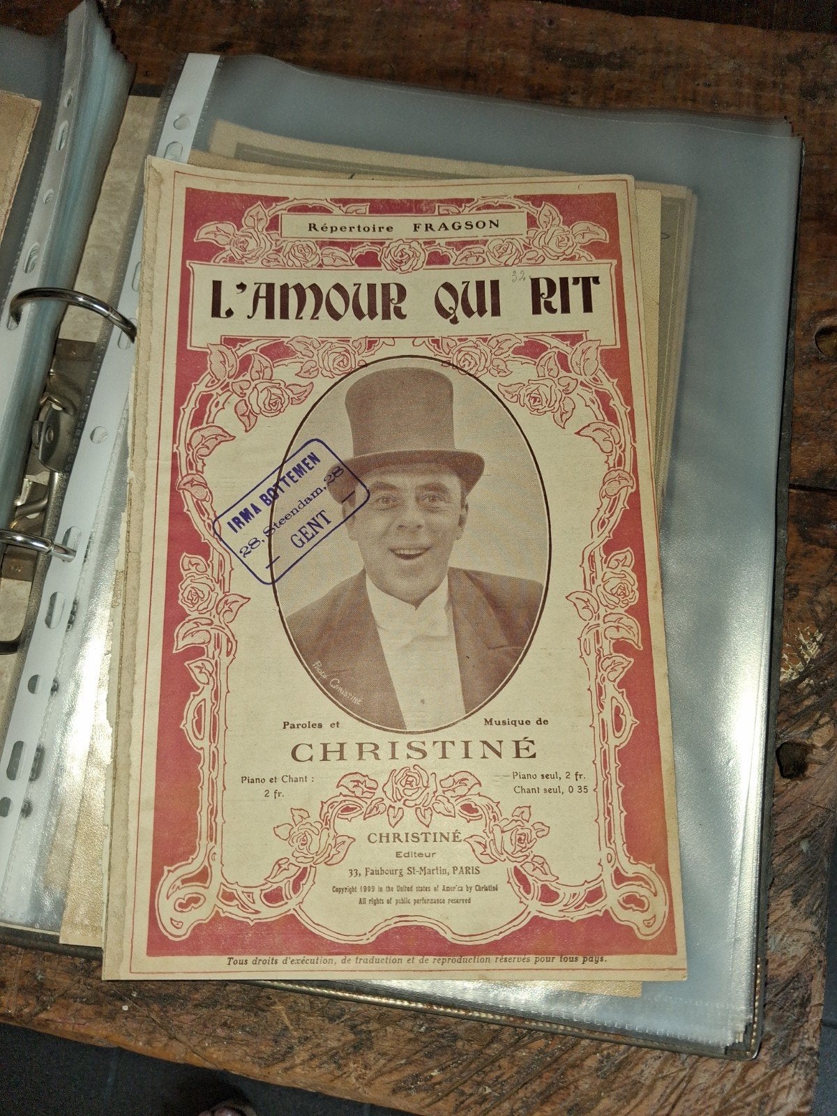 Oude blad muziek. Van rond 1910., Ophalen