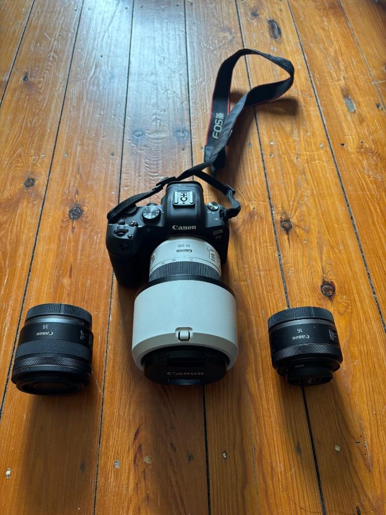 Canon EOS R6 + RF 35 mm , 70-200mm, 16 mm, Audio, Tv en Foto, Fotocamera's Digitaal, Zo goed als nieuw, Canon, Ophalen