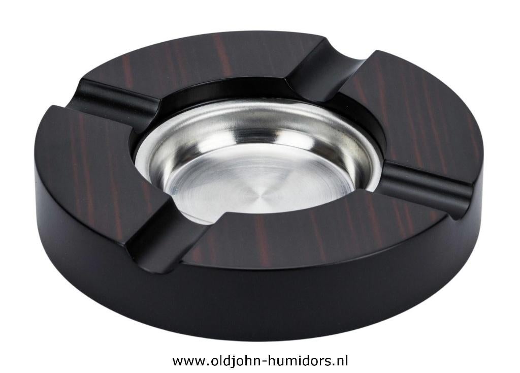 SIGAREN ASBAK ROND MET 2 LEGGERS EBBENHOUT - 16 cm!    sab20, Verzenden, Nieuw, Asbak