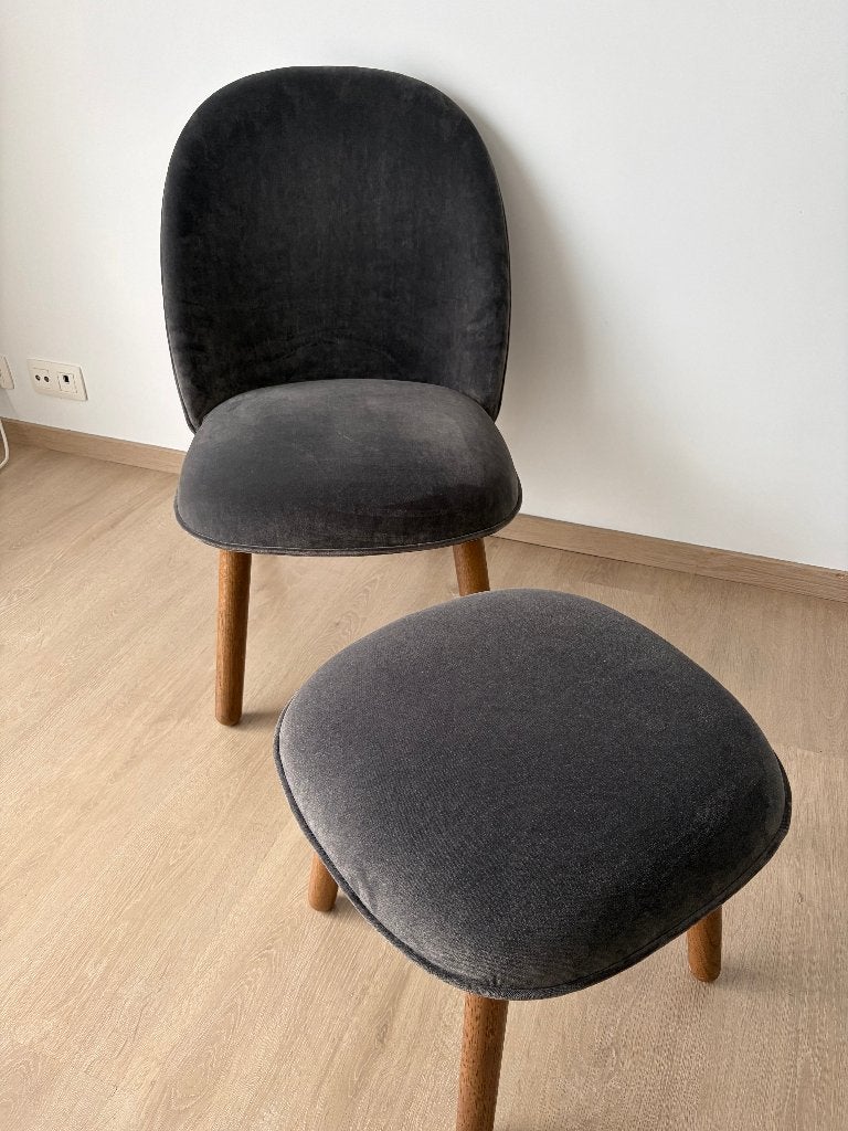 Designer chair + repose pied gris - Ace Normann Copenhagen, Gris, Bois, Comme neuf, Enlèvement