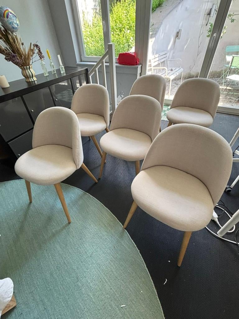 6 Stoelen beige Maisons du Monde, Huis en Inrichting, Stoelen, Gebruikt, Vijf, Zes of meer stoelen, Overige kleuren, Ophalen