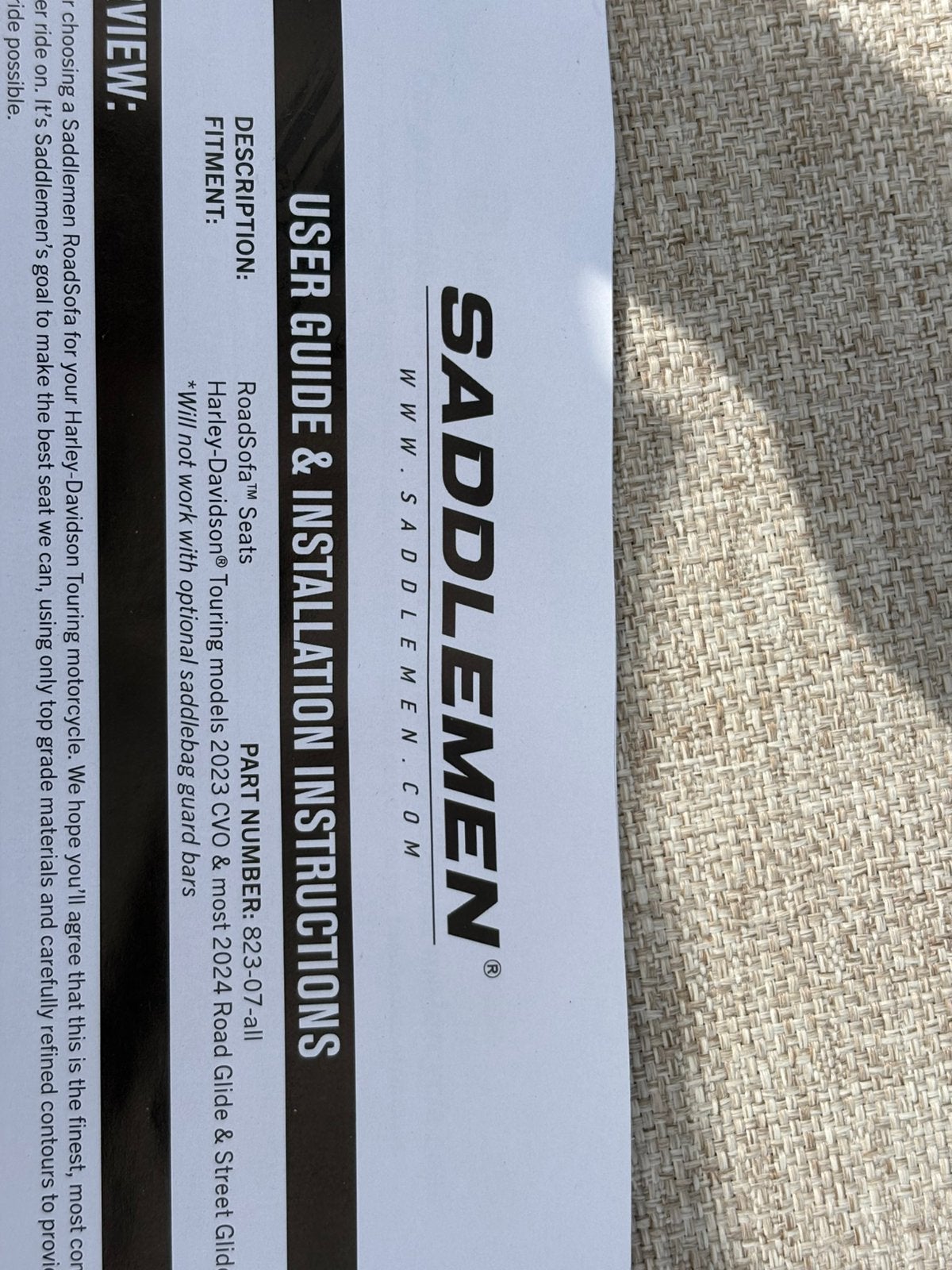 Selle Saddlemen Harley Davidson Touring, Motos, Enlèvement
