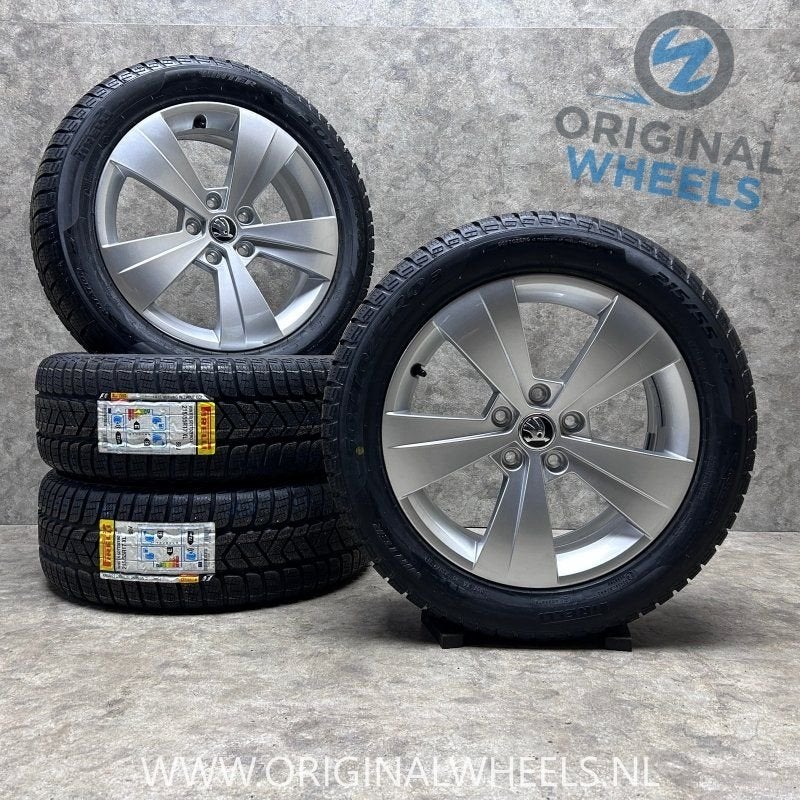 17  inch originele velgen + winterbanden  Skoda Superb 3V060, Auto-onderdelen, 215 mm, -, -, Banden en Velgen