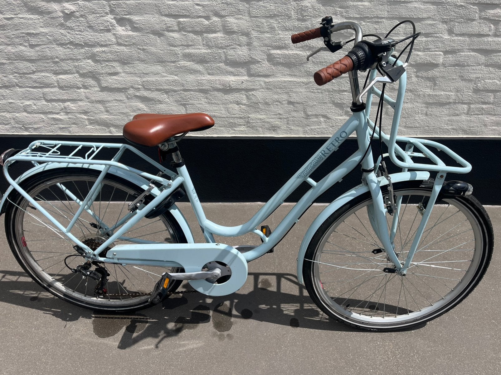 Meisjesfiets 26” retro blauw, Fietsen en Brommers, Fietsen | Meisjes, Gebruikt, Velgrem, Versnellingen, Ophalen