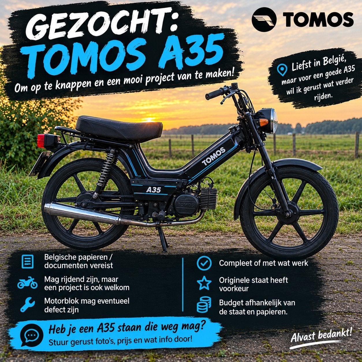 GEZOCHT: Tomos a35, Ophalen, Voor