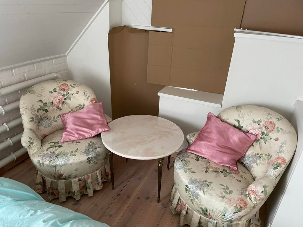 Boudoir salonnetje met 2 zetels en tafeltje, Verzamelen, Ophalen, Zo goed als nieuw