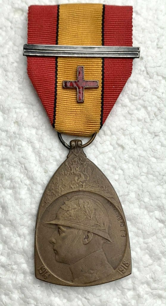 Medaille, Herinneringsmedaille WO1 MET verwond-kruis + Front, Verzamelen, Ophalen of Verzenden, Landmacht, Lintje, Medaille of Wings