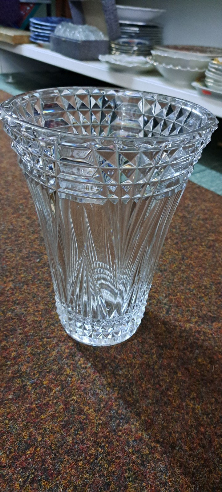 Originele Val Saint Lambert Kristallen Vaas - 25 cm - Gesign, Ophalen