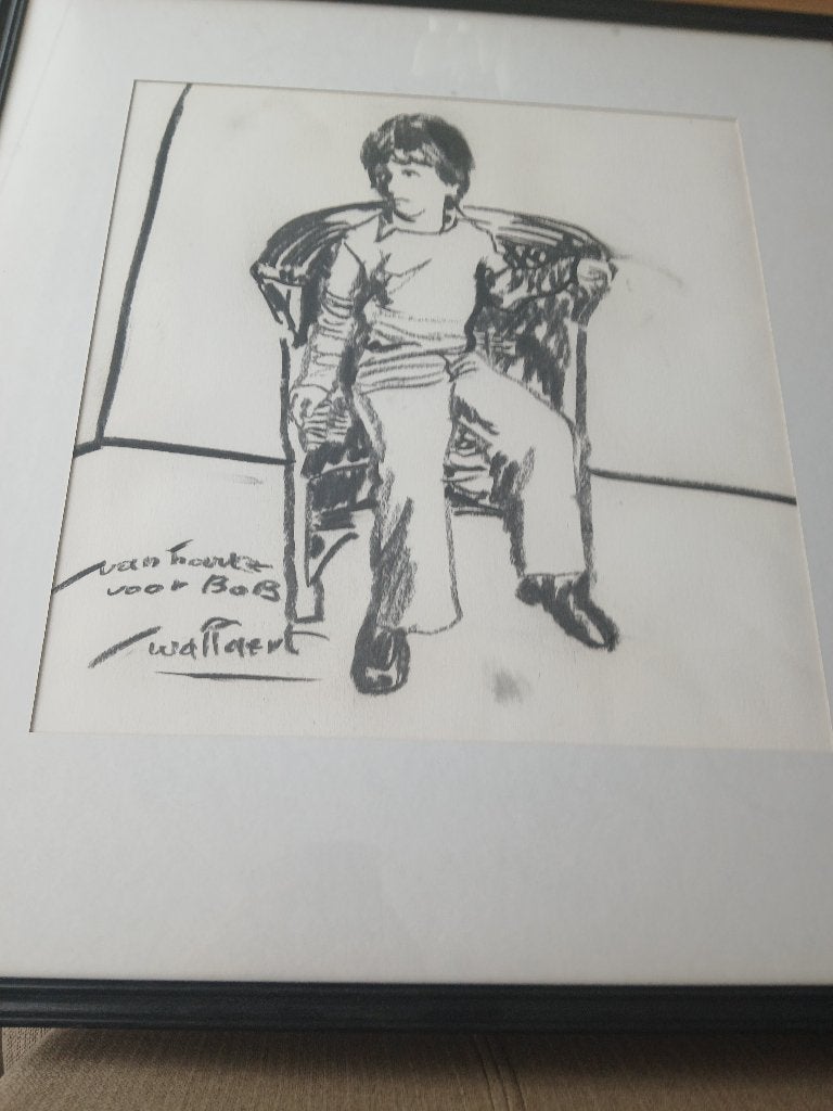 Martin Wallaert, Antiek en Kunst, Ophalen, Tekening, Houtskooltekening, Met ophangsysteem