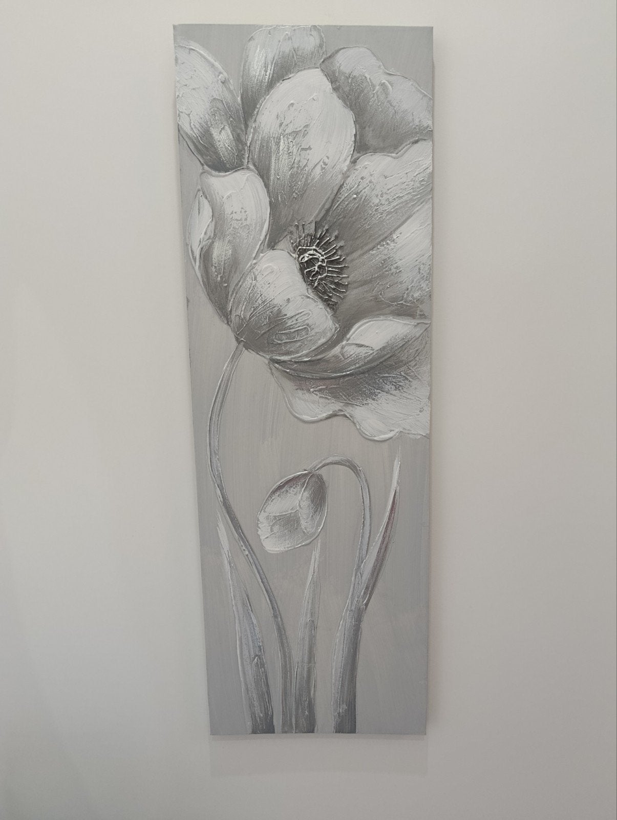 Tableau en toile, fleurs en relief, 30x90, 30 cm, Tableau, Comme neuf, Enlèvement