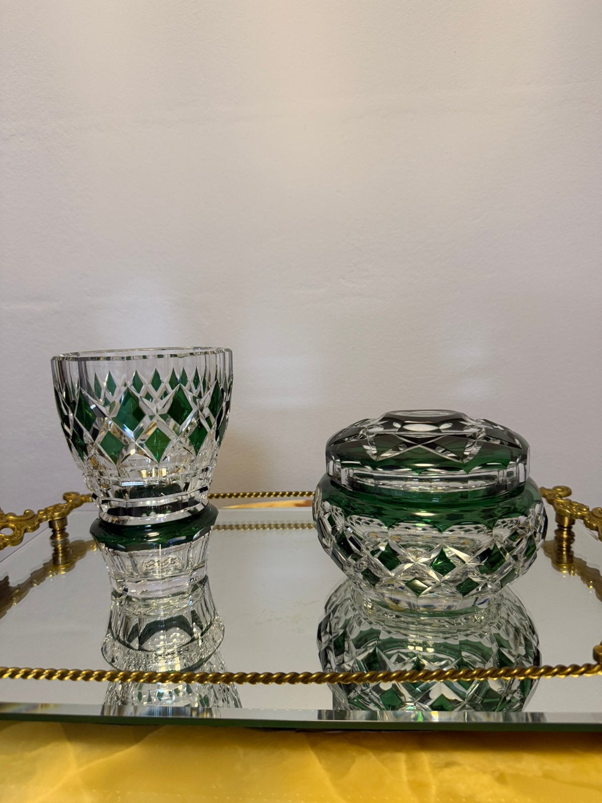 Val St. Lambert vaas & bonbonnière, Antiek en Kunst, Antiek | Glaswerk en Kristal, Ophalen