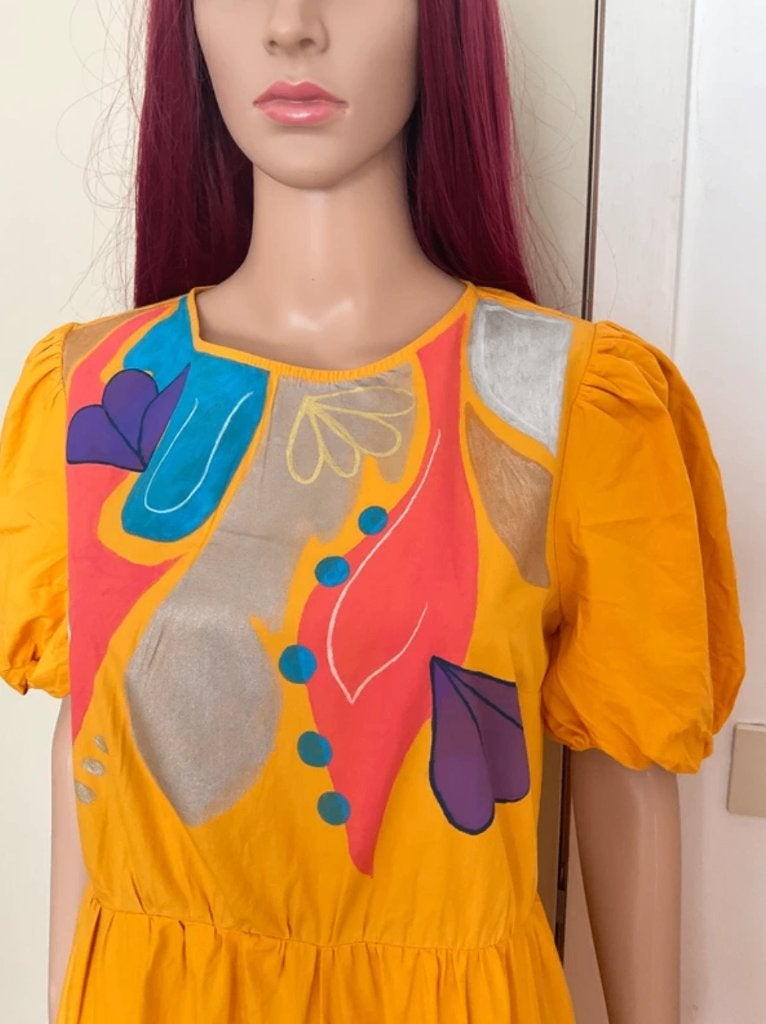 Gorgeous, colorful unique dress (size S/M), Maat 38/40 (M), Oranje, Ophalen of Verzenden, Zo goed als nieuw