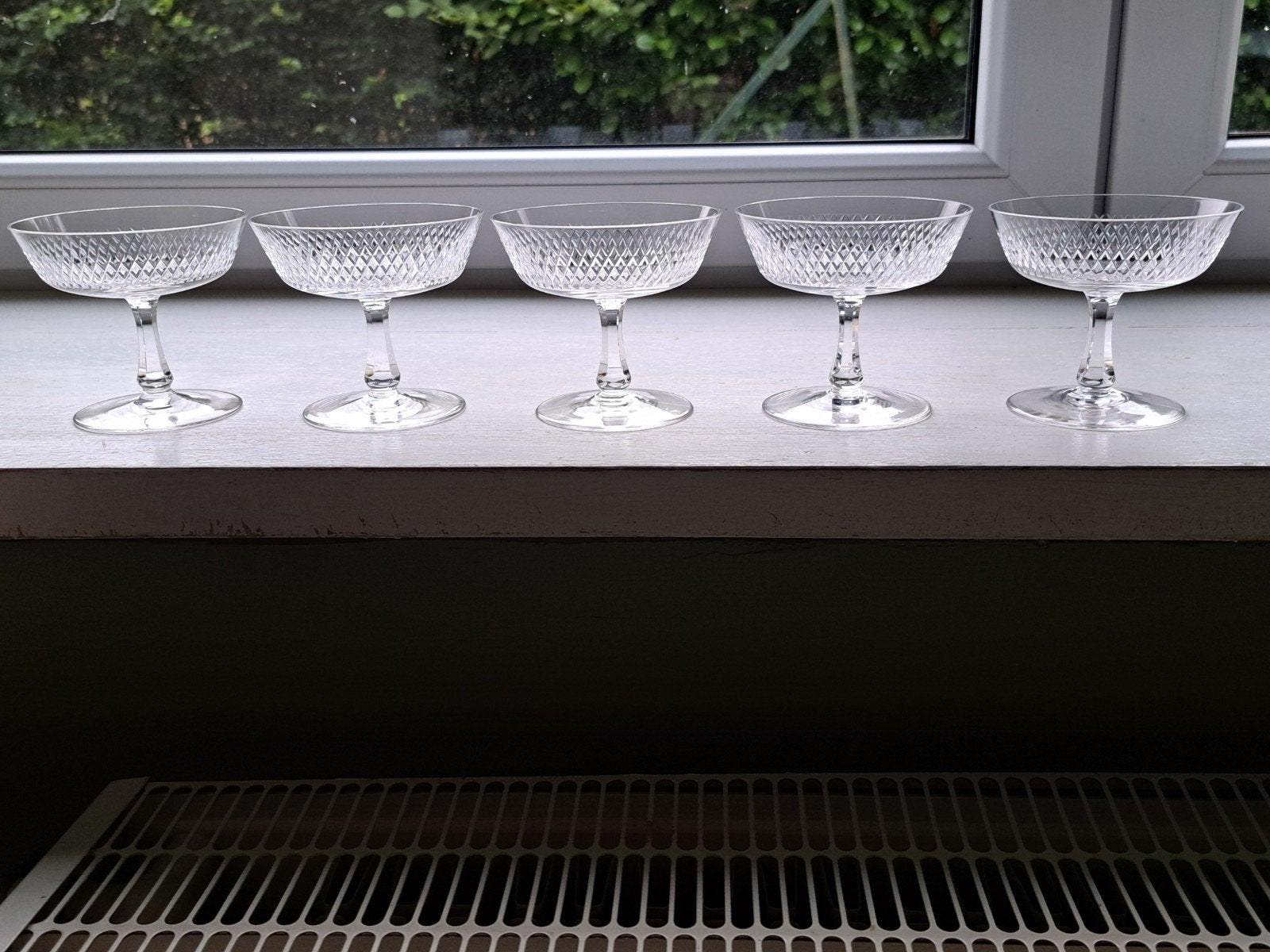 5 coupes à champagne  Vintage en cristal, Enlèvement ou Envoi