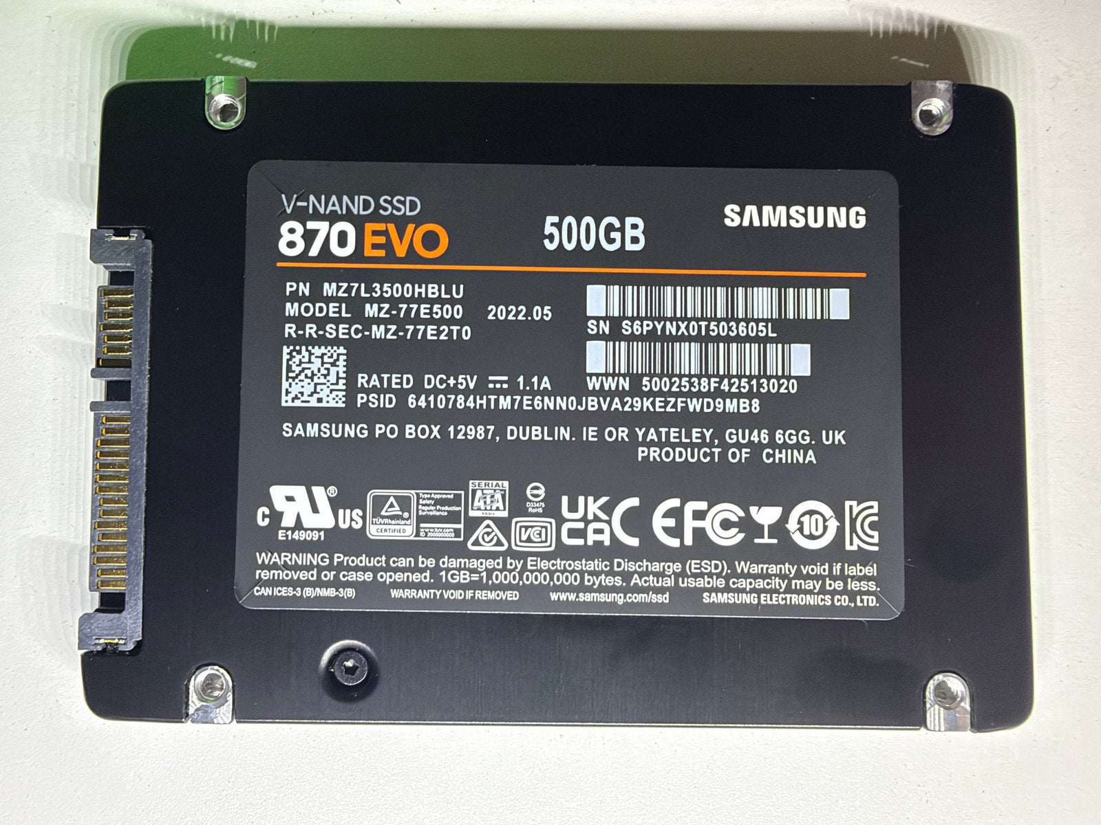SSD Samsung 870 EVO 500 Go – plusieurs disponibles, Computers en Software, Ophalen of Verzenden, Zo goed als nieuw, SATA, SSD