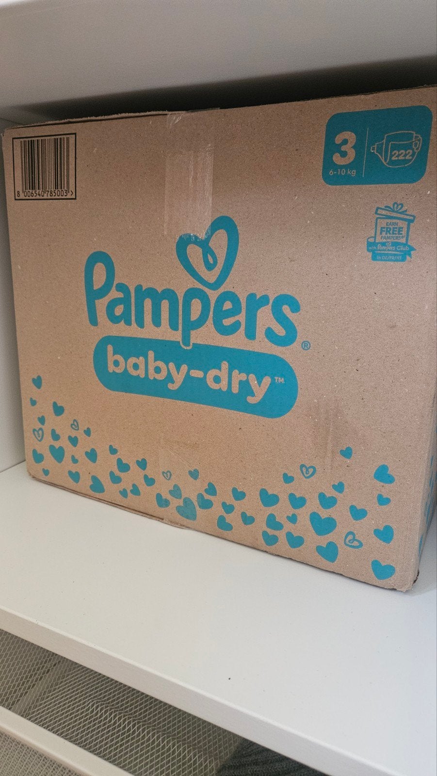 maandbox pampers baby dry maat 3 222 stuks, Enlèvement