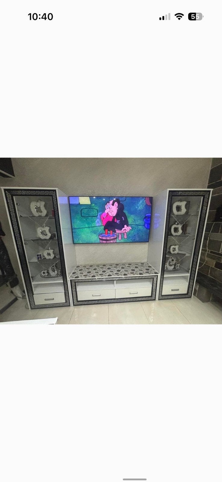 Complete vitrine kast eetkamer tv meubel en salon tafel., Ophalen, Gebruikt, Grijs