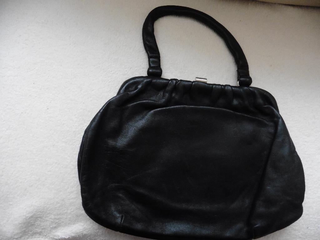 Sac à main en cuir véritable souple, fait main, Enlèvement ou Envoi, Comme neuf, Noir, Sac à main