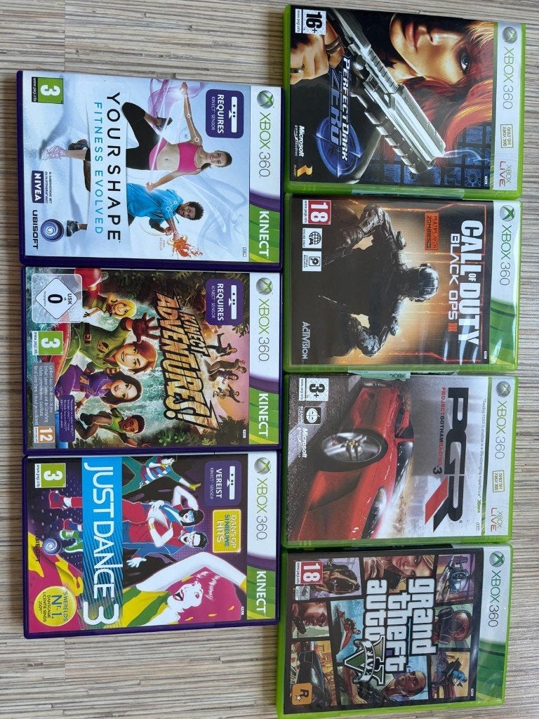 7 jeux Xbox 360, 360 S, Sans contrôleur, Comme neuf, Enlèvement