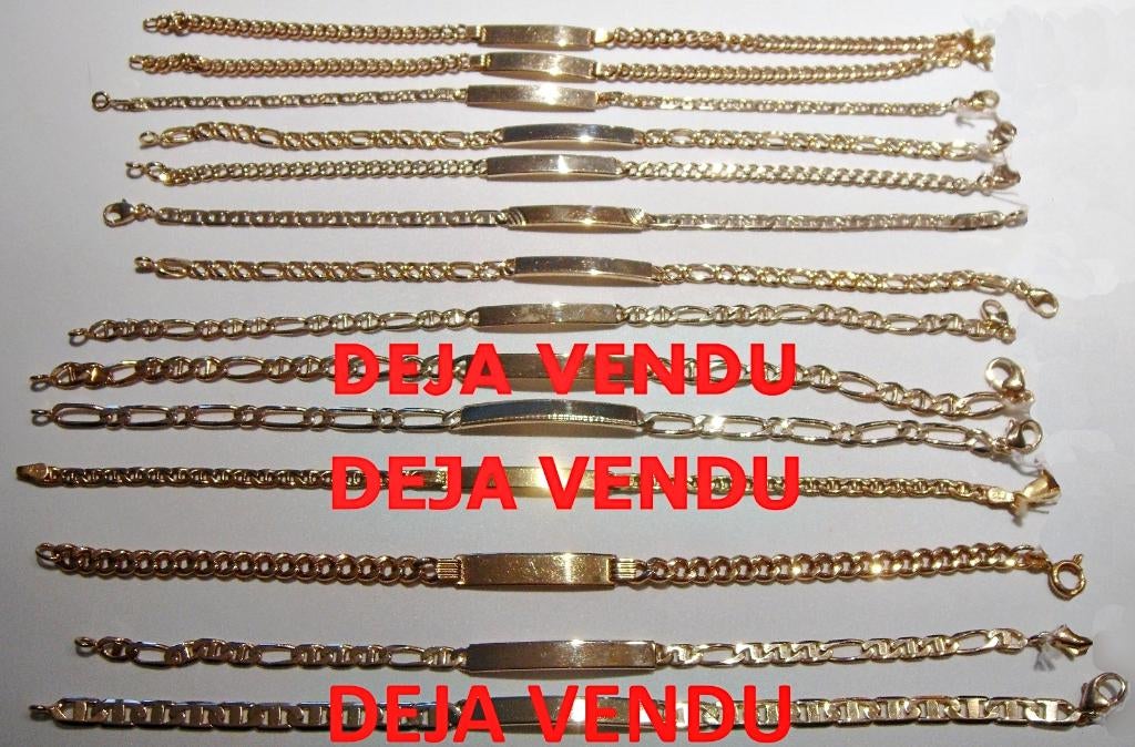 Bracelet identité (plaque à graver), en or 9K (375), neuf, Ophalen of Verzenden, Nieuw, Goud, Goud