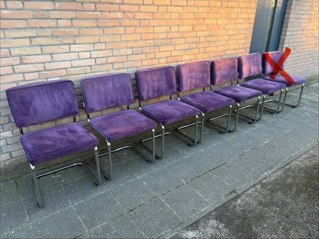 6 Zuiver Ridge Rib Buisframe Stoelen, Ophalen, Gebruikt, Drie, Stof