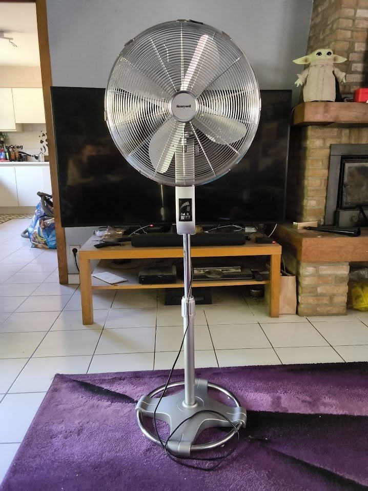 Honeywell HS1040RE chromen ventilator 3 V oscillerende timer, Ophalen, Gebruikt, Vloerventilator