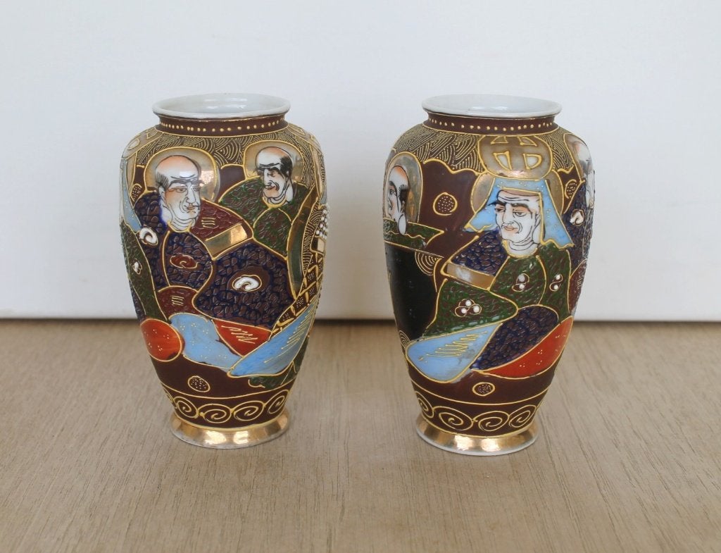 Satsuma Moriage set van 2 vaasjes, mooi authentiek !, Antiek en Kunst, Kunst | Niet-Westerse kunst, Japan, Ophalen of Verzenden