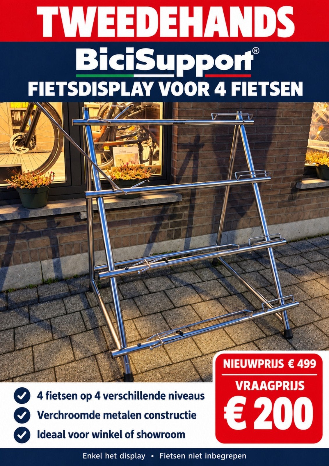 BiciSupport fietsdisplay voor 4 fietsen – €200, Enlèvement