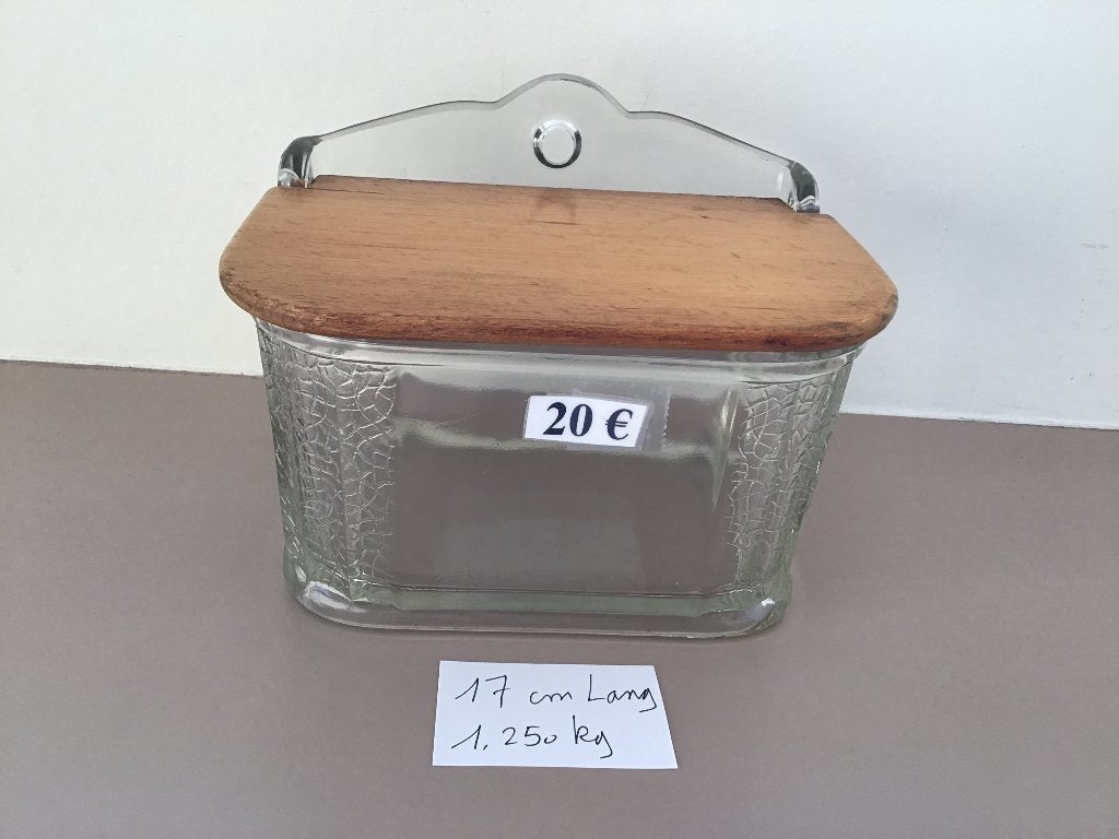 glazen zoutpot met houten deksel vintage anno 1910, Antiek en Kunst, Antiek | Keukengerei, Ophalen of Verzenden