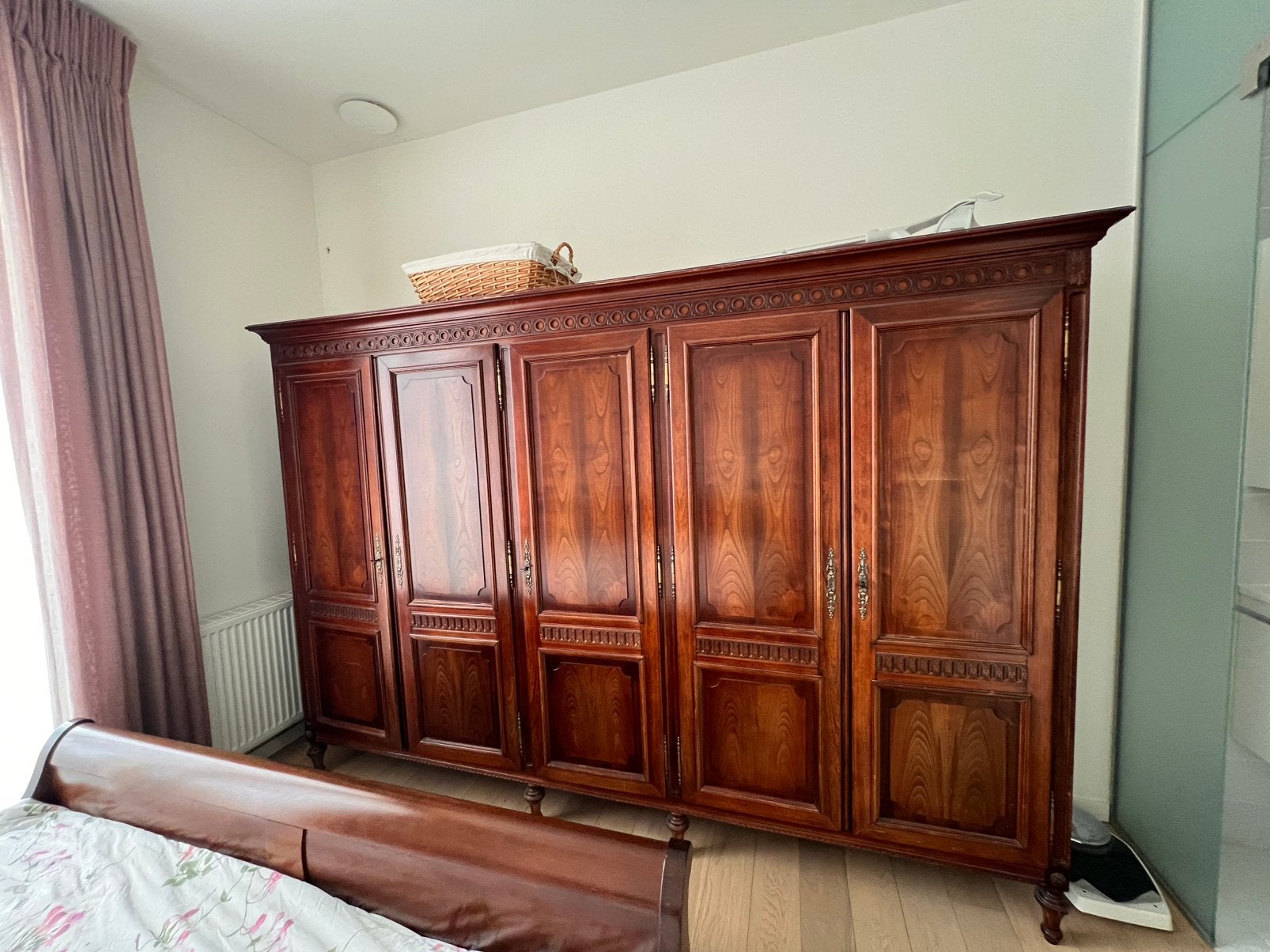 Complete klassieke slaapkamer in massief hout, Huis en Inrichting, Slaapkamer | Complete slaapkamers, Gebruikt, Tweepersoons, Ophalen