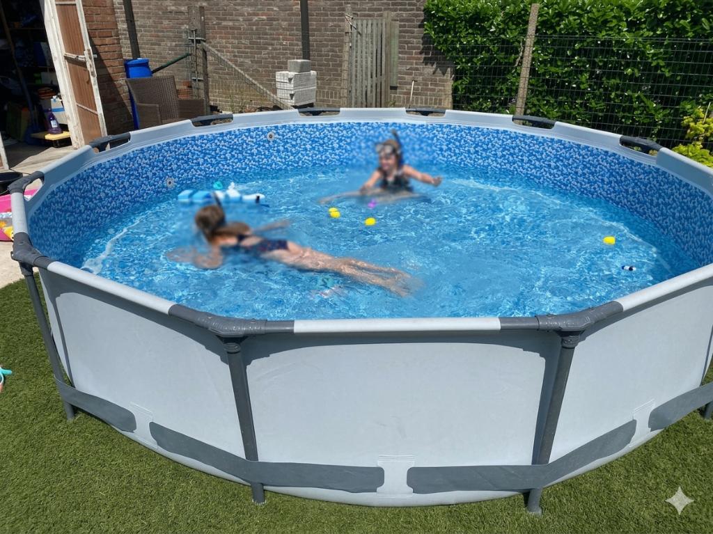 Zwembad rond opbouw 3,66m met katoenfilter en warmtematten, Tuin en Terras, Zwembaden, Gebruikt, Opzetzwembad, Minder dan 80 cm