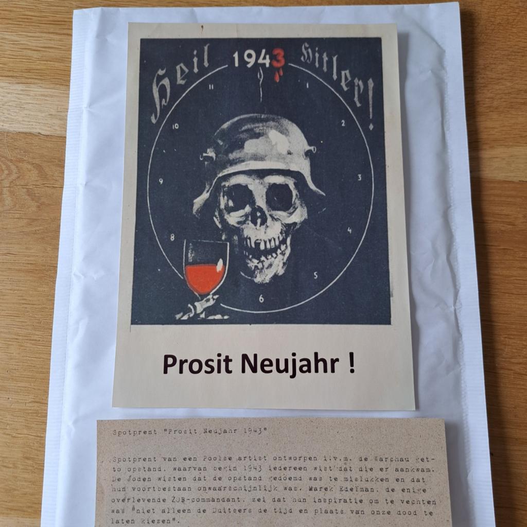 Historische spotprent “Prosit Neujahr 1943”, Verzamelen, Ophalen of Verzenden