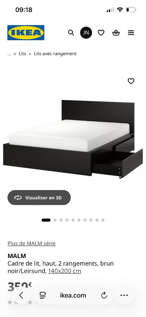 Lit et sommier, Queen size, Enlèvement, 200 cm, Bois