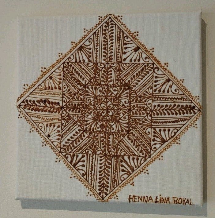 Origineel handgemaakt canvas met henna - artiest Jettoise 20, Huis en Inrichting, Handgemaakt
