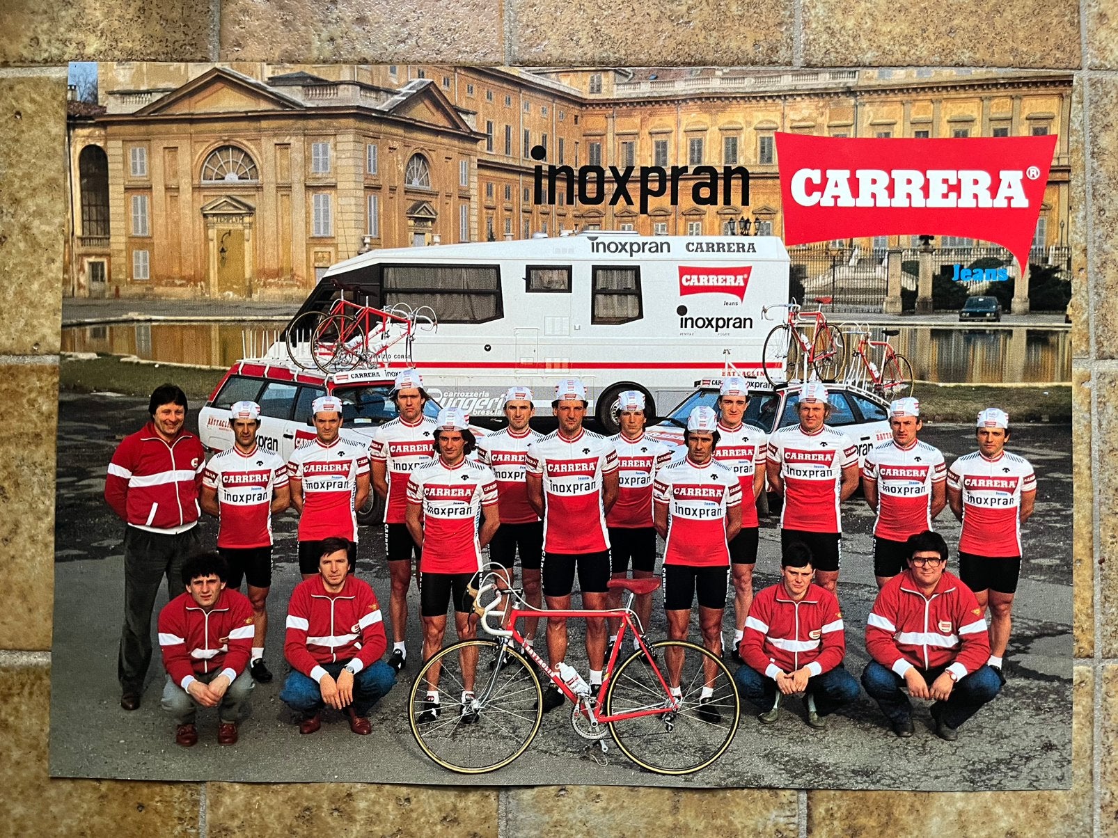 Affiche cycliste de l'équipe Carrera avec Guido Bontempi, Enlèvement, Comme neuf