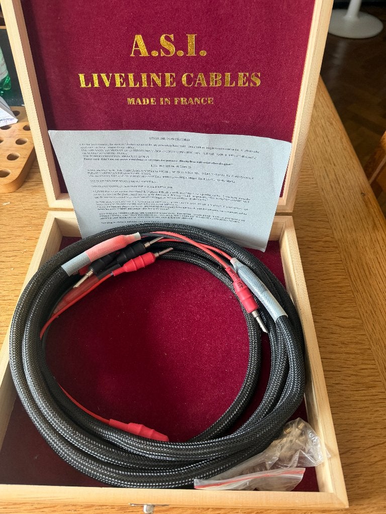 Câbles HP ASI Liveline Reference cables (2 x 2.40 m), Ophalen of Verzenden, Zo goed als nieuw, 2 tot 5 meter, Luidsprekerkabel