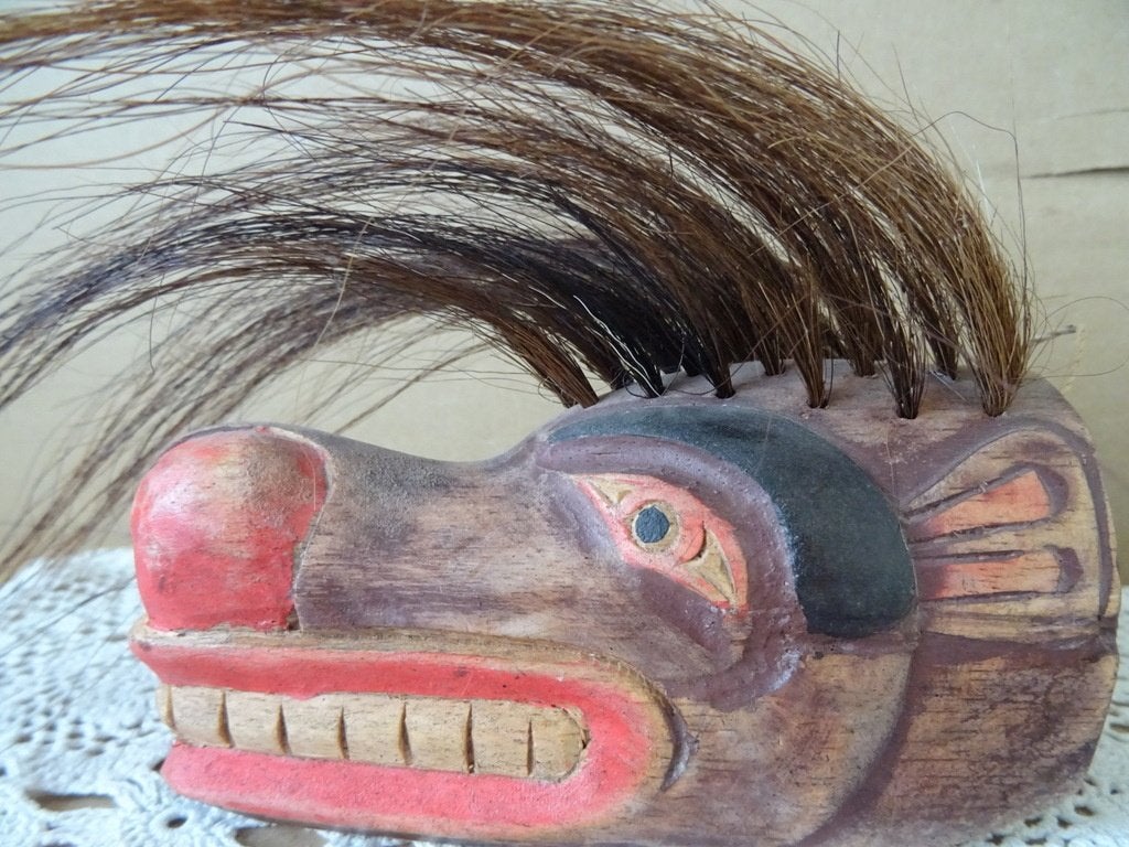 Masque en bois Sea Wolf Nuu Chah Nulth First Nation6x14x12cm, Enlèvement ou Envoi