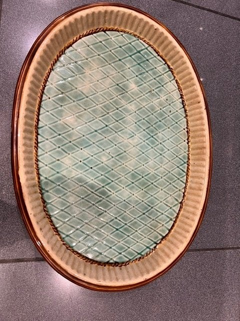 Antieke faïence majolica/barbotine schaal, Antiek en Kunst, Ophalen of Verzenden