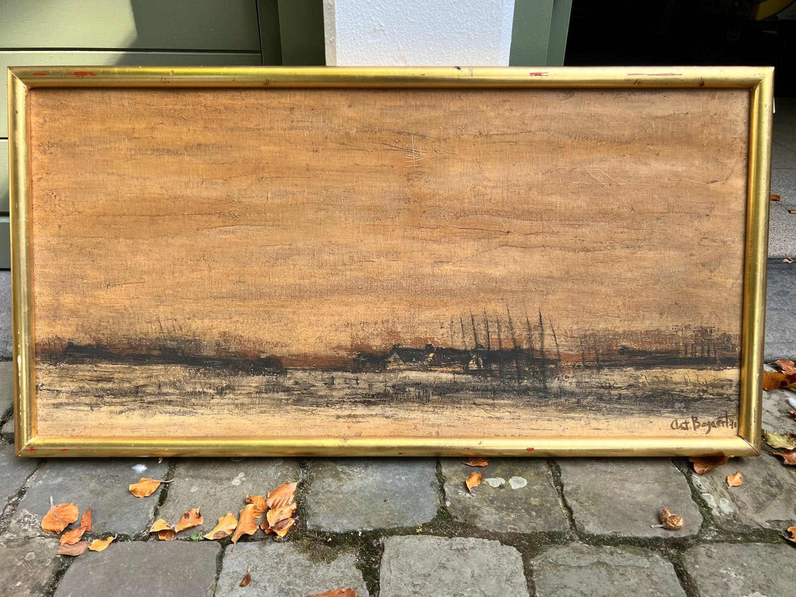 Sfeervol Expressief Polderlandschap – Antoine Bogaert (1971), Ophalen, Doek, Gesigneerd, Landschap