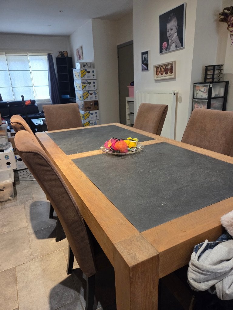 vol eiken tafel met dressoir, Enlèvement, Utilisé, Chêne, Avec tablette(s)