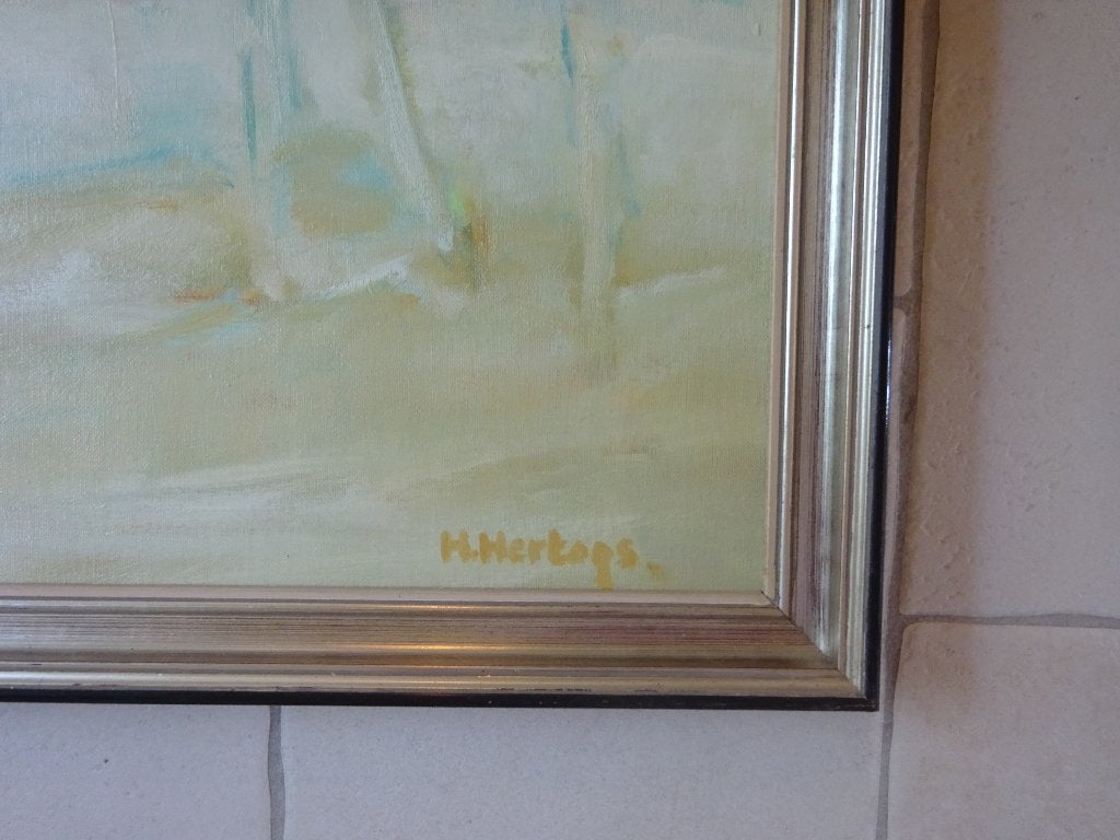 Herman Hertogs, December 1975, doek 60 x 80 cm,, Antiek en Kunst, Ophalen