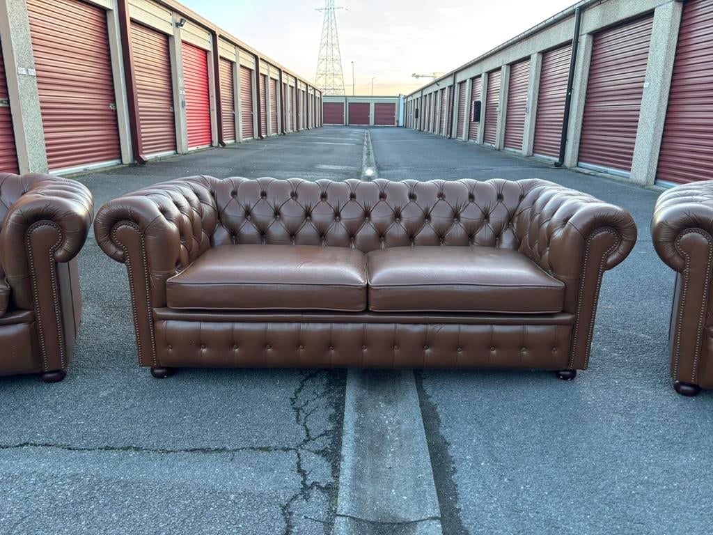 Canapé Chesterfield 3 places, Driepersoons, Ophalen of Verzenden, Zo goed als nieuw, Rechte bank